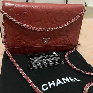 Chanel camellia wallet on chain